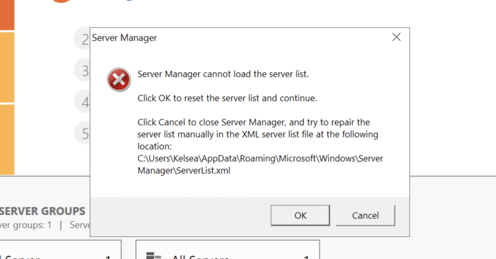 Server Manager Cannot Load The Server List