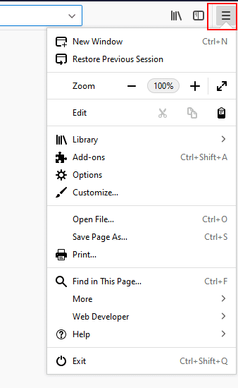 Access Firefox options