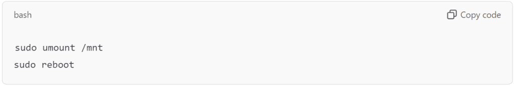 unmount the partition and reboot