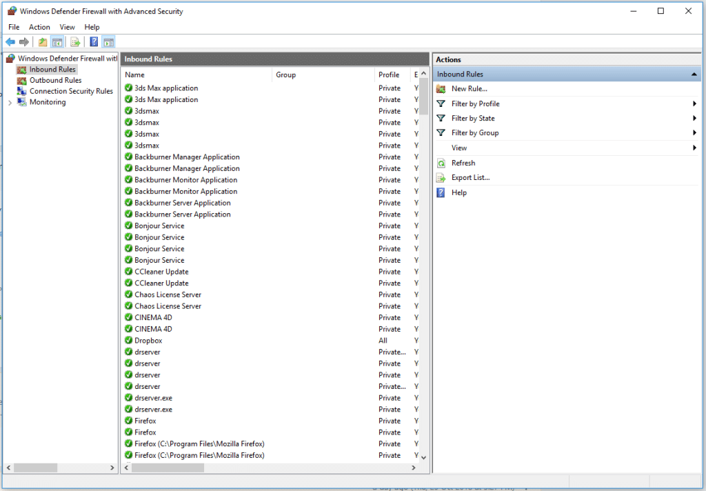 Create an Inbound Rule