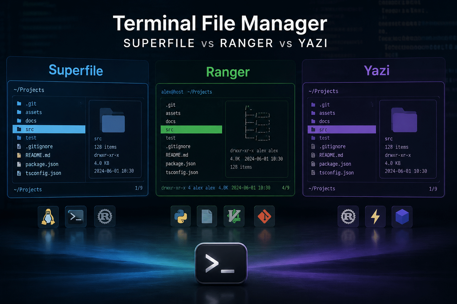 Superfile vs Ranger vs Yazi