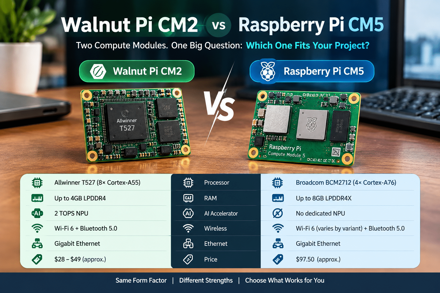 Walnut Pi CM2 vs Raspberry Pi CM5