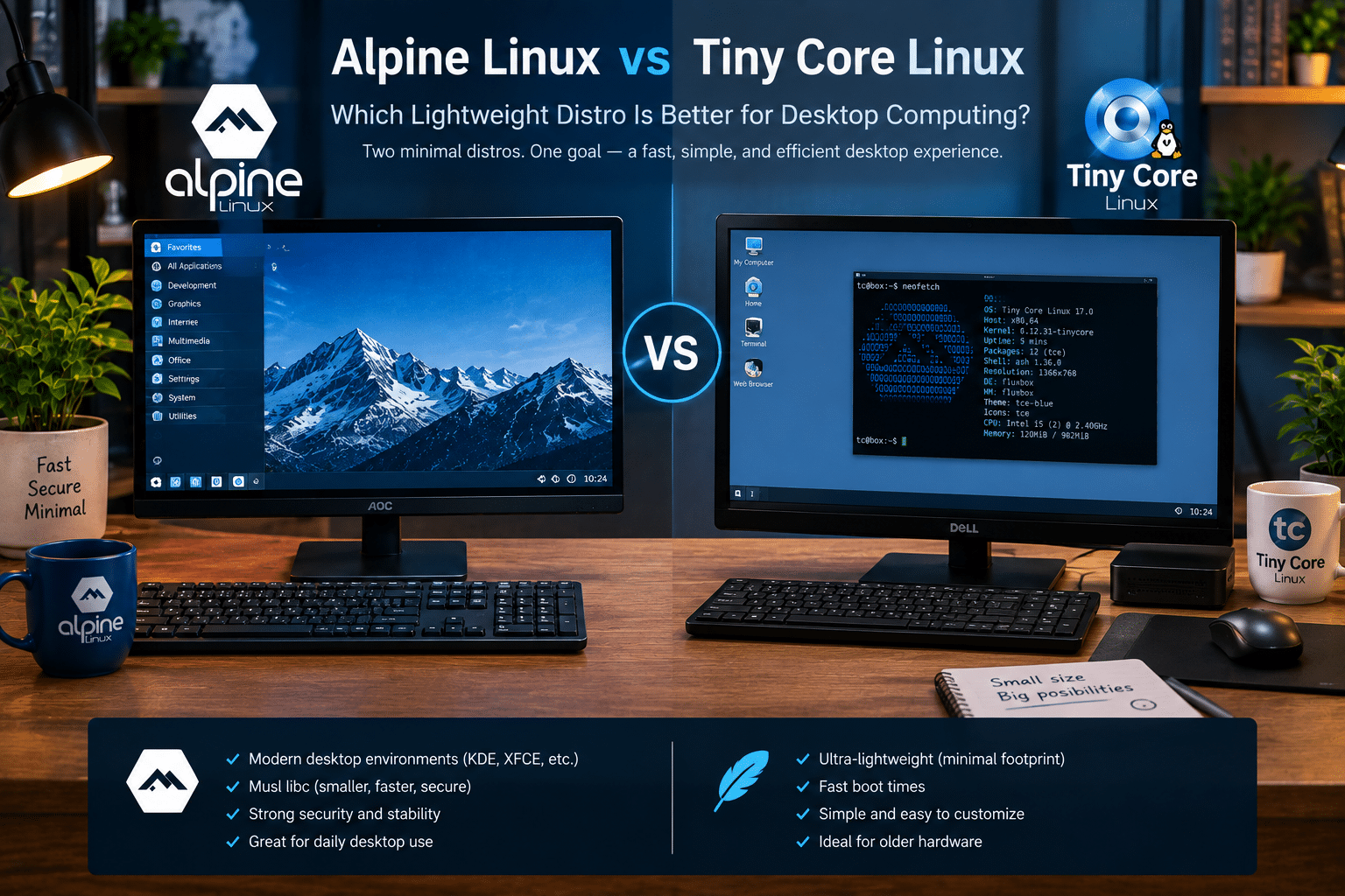 Alpine vs Tiny Core for Desktop Computing