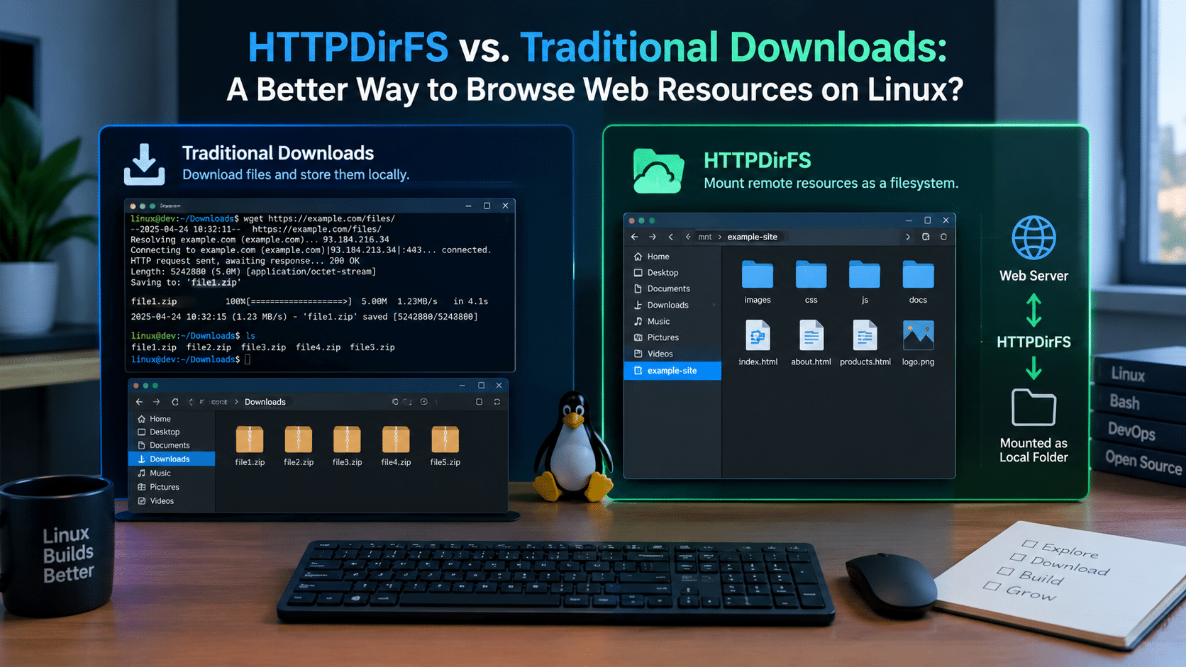 HTTPDirFS vs. Traditional Downloads